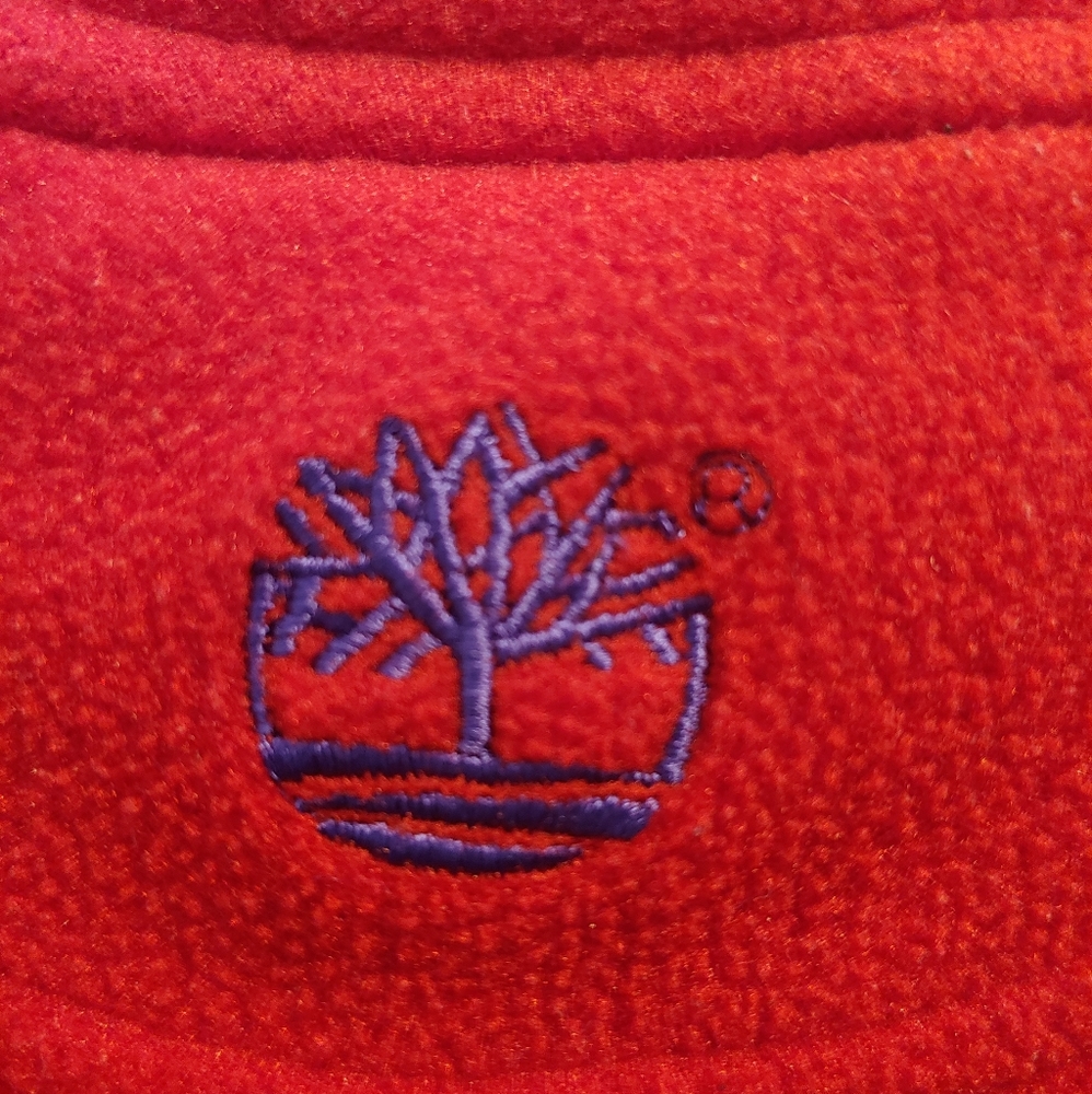 Timberland Red Fleece 3/4 Zip-Up Jacket Size Large - Picture 3 of 5